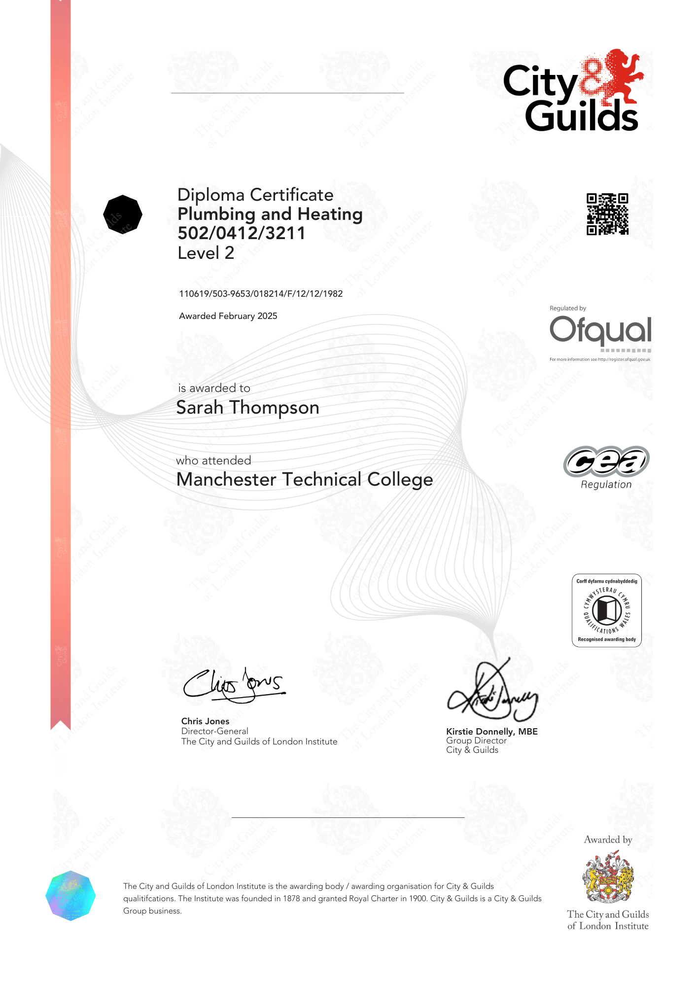 Printable City & Guilds Certificate Template with Professional Classic Layout